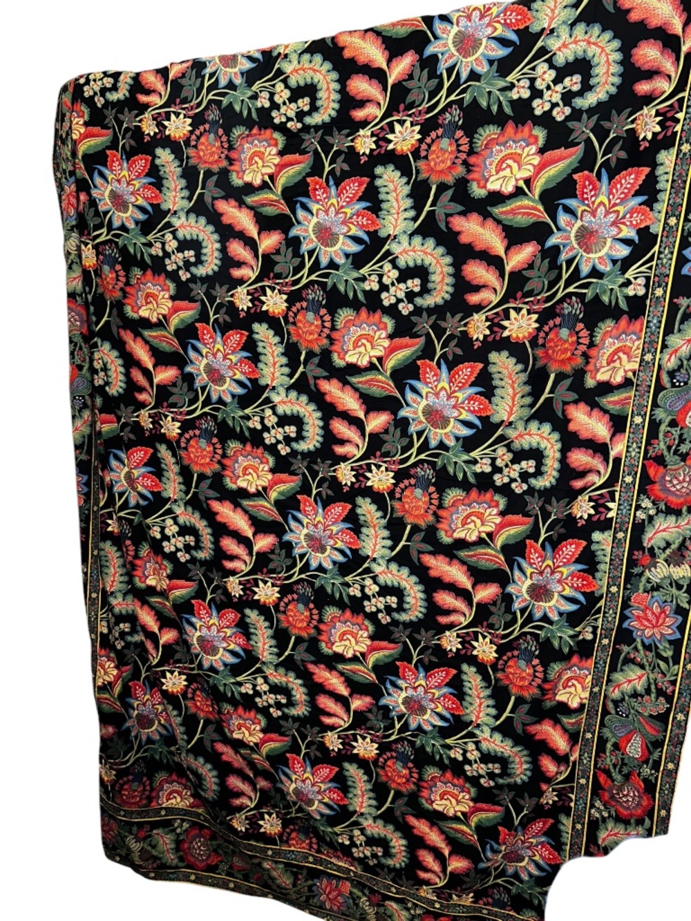 April Cornell Fall Winter black French Provencal batik floral cotton tablecloth